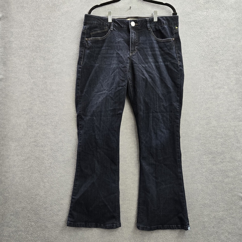 Democracy Women Jeans 14P Dark Blue Denim Dress Pants Bootcut Button 28"